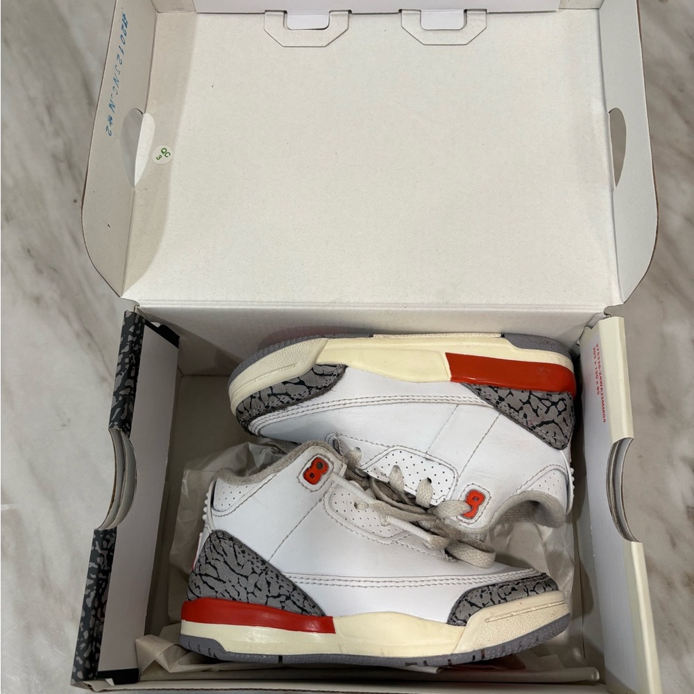 Jordan 3s White and Orange 7c
